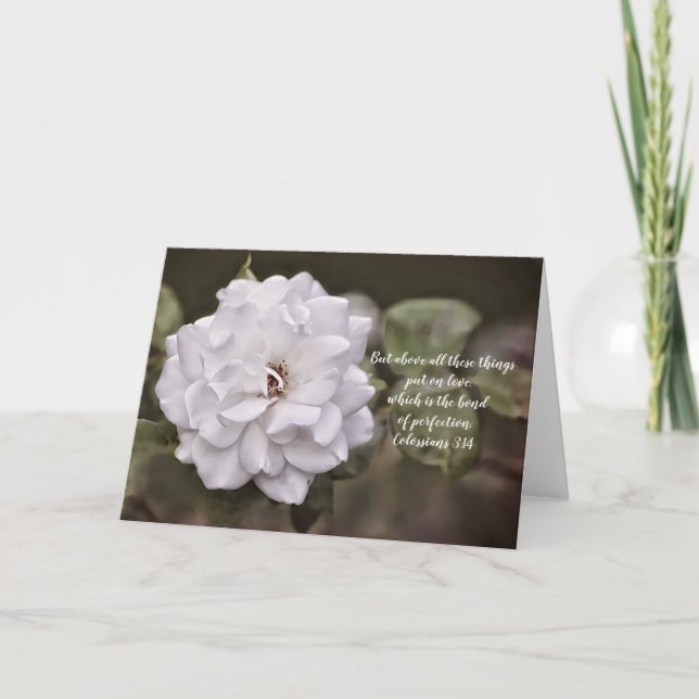 White Rose Love Bible Verse Card (Front)