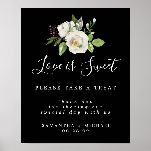 White Rose Love is Sweet Wedding Dessert Bar Sign