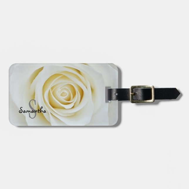 White Rose Luggage tag (Front Horizontal)