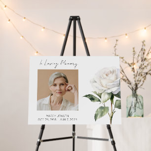 White rose Memorial Photo Funeral Foam Board