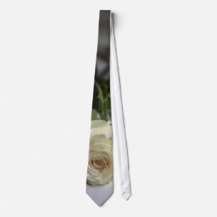 White rose neck tie