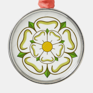 White Rose of York Metal Ornament