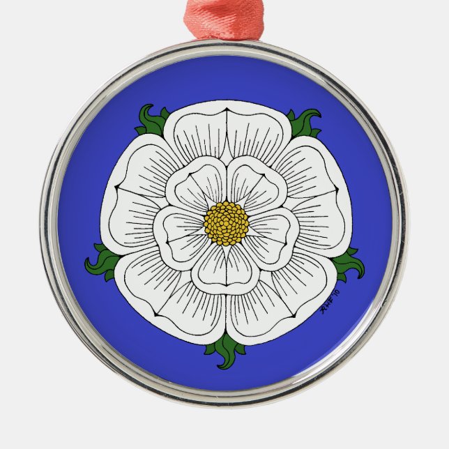White Rose of York Metal Ornament (Front)