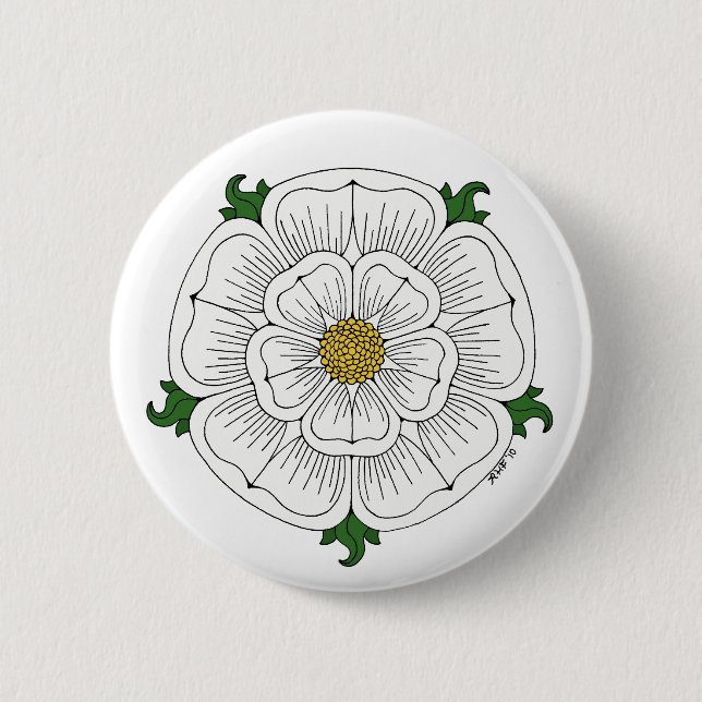 White Rose of York Pinback Button (Front)