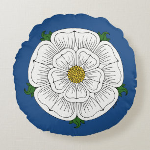 White Rose of York Round Pillow
