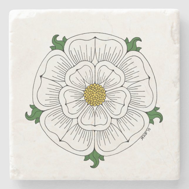 White Rose of York Stone Coaster (Front)
