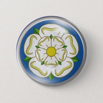 White Rose Of Yorkshire Flag Button by Rosemariesw at Zazzle