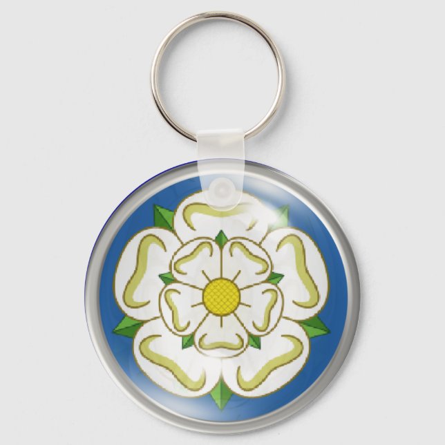 White Rose of Yorkshire Flag Keychain (Front)