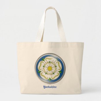 White Rose Of Yorkshire Flag Large Tote Bag by Rosemariesw at Zazzle