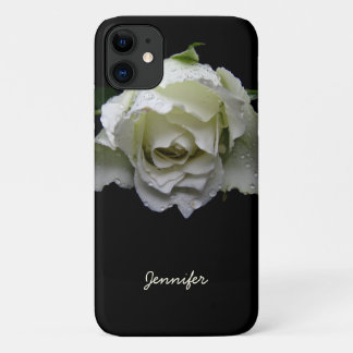 White Rose on Black iPhone 11 Case
