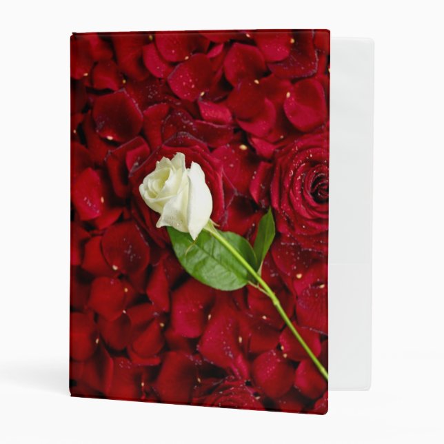 White Rose On Red Petals Mini Binder (Front/Inside)