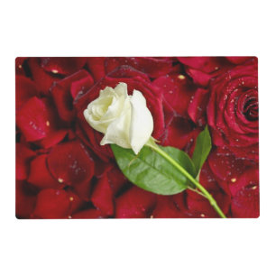 White Rose On Red Petals Placemat