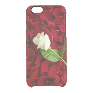 White Rose On Red Petals Clear iPhone 6/6S Case