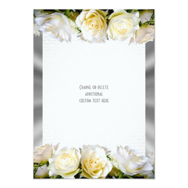 White Rose On Silver Grey Wedding Invitation