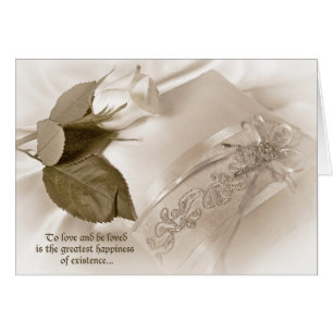 white rose on wedding pillow cards