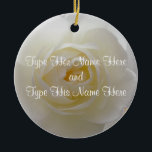 White Rose Ornament Personalized Rose Decorations<br><div class="desc">Rose Ornaments Personalized Holiday White Rose Classic Flower Decorations Your Name Here Sympathy Keepsake Wedding Keepsake Customizable Romantic White Rose Christmas Ornaments, Rose Gifts Hanukkah Neutral Holiday Decorations Rose Ornaments Keepsakes & Gifts for Weddings Anniversary I Love You Any Day White Rose Decorations for Friend Family Men Women Kids Home...</div>
