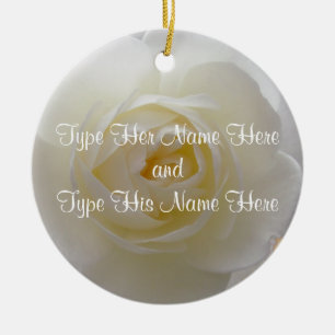 White Rose Ornament Personalized Rose Decorations