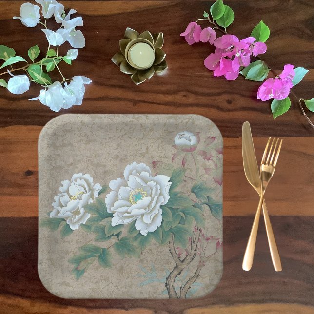 White Rose Paper Plates (Creator Uploaded)