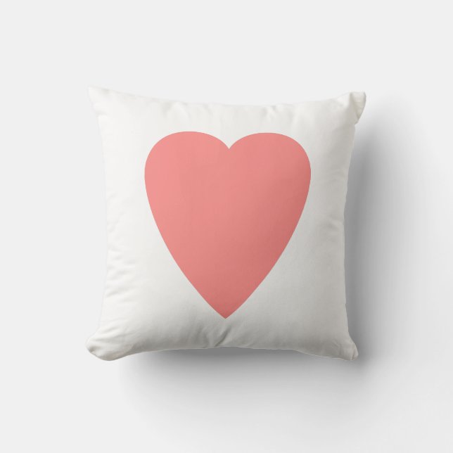 White & Rose Pastel Heart Shape Design Throw Pillow (Front)