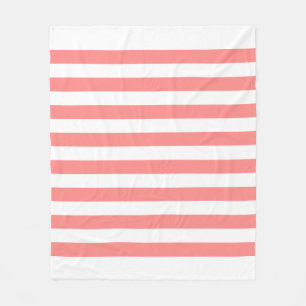 White & Rose Pastel Lines Pattern Fleece Blanket