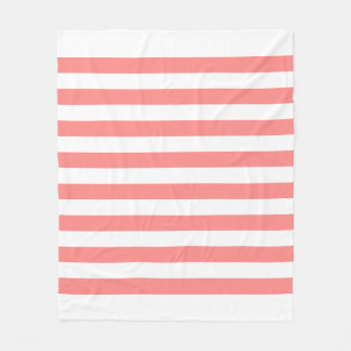 White & Rose Pastel Lines Pattern Fleece Blanket