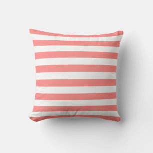 White & Rose Pastel Lines Pattern Throw Pillow