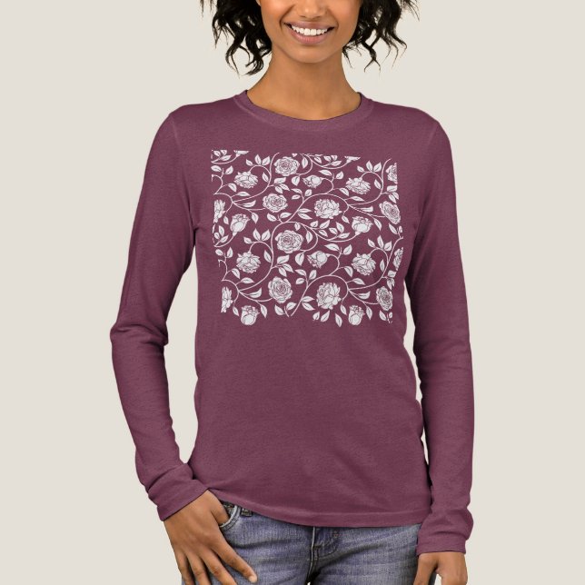 White Rose Pattern Tri-Blend Shirt (Front)