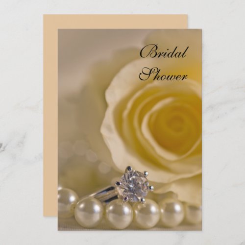 White Rose Pearls and Ring Bridal Shower Invitation