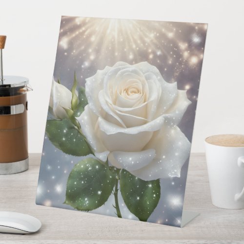 White Rose Pedestal Sign