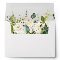 White Rose Peony Greenery Floral 5x7 Flowers Envelope White Rose Peony Greenery Floral 5x7 Flowers Envelope