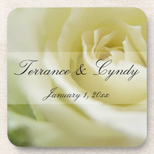 White Rose Personal Wedding Coaster