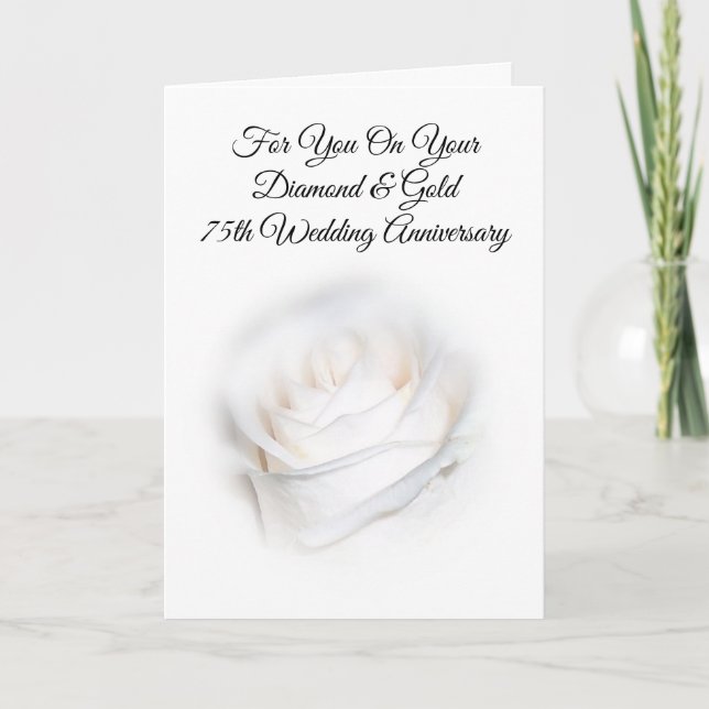 White Rose Personalised 75th Wedding Anniversary Card (Front)