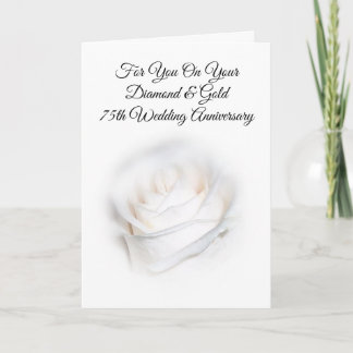 White Rose Personalised 75th Wedding Anniversary Card