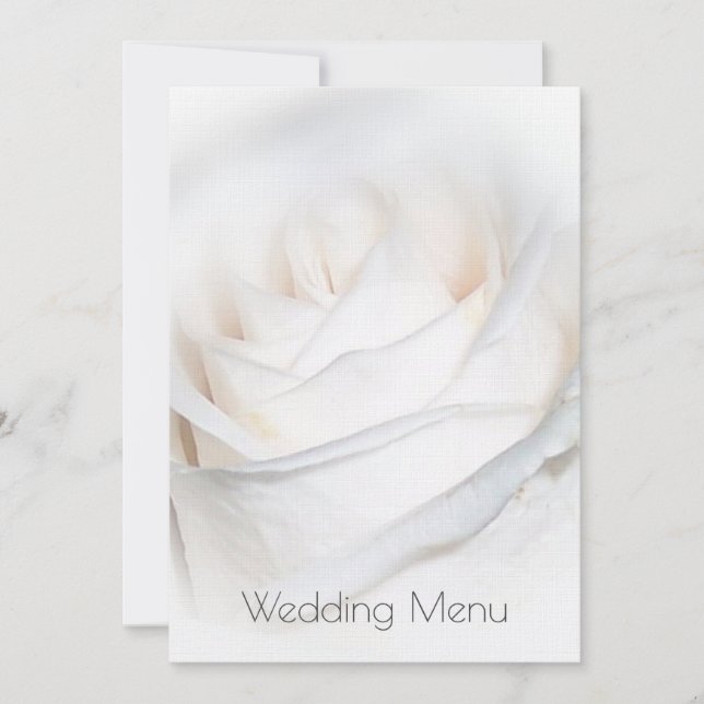 White Rose Personalised Wedding Dinner Menu Invitation (Front)