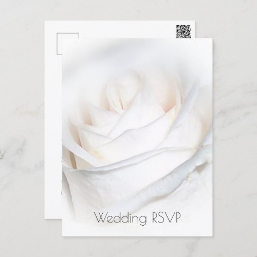 White Rose Personalised Wedding RSVP Postcard