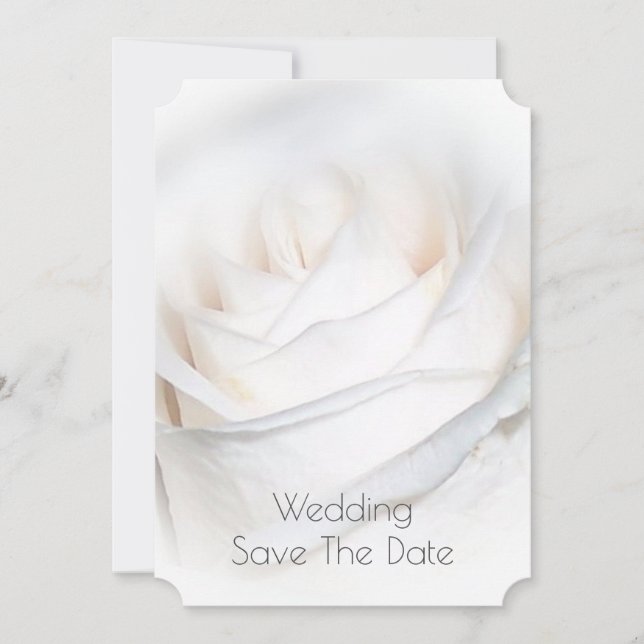 White Rose Personalised Wedding Save The Date (Front)