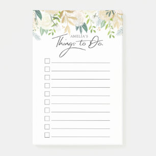 White Rose   Personalized Things to Do List Post-it Notes