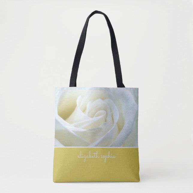 White Rose Personalized Tote Bag (Front)
