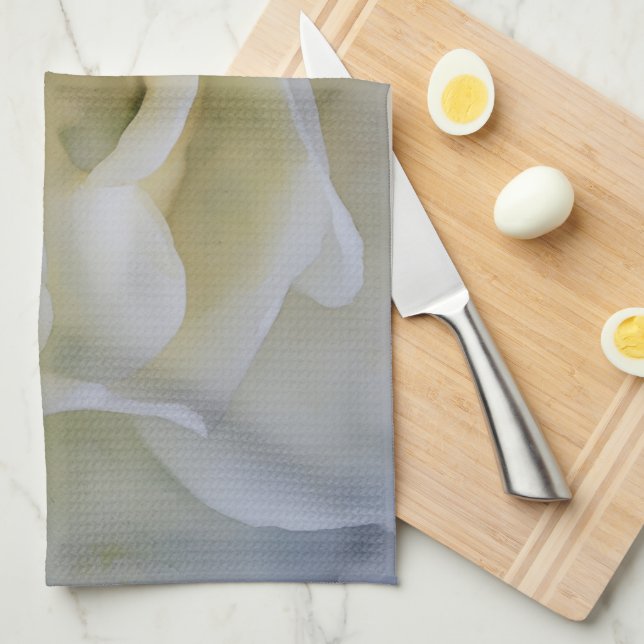 White Rose Petals Flower Floral Art Kitchen Towel (Quarter Fold)