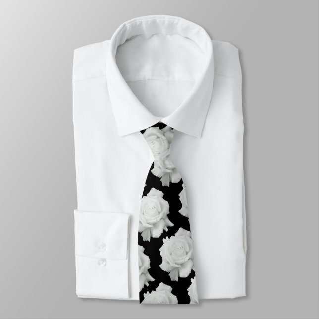 White Rose Petals Necktie (Tied)