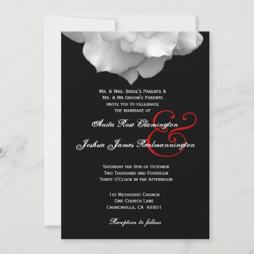 WHITE Rose Petals Wedding Template F002 Personalized Invites