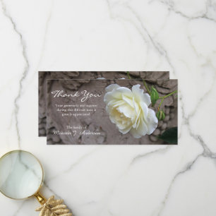White rose photo floral sympathy thank you card