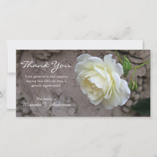 White rose photo floral sympathy thank you card