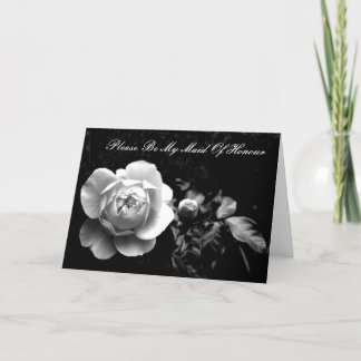 White Rose, Please Be My Maid Of Honor Invitation