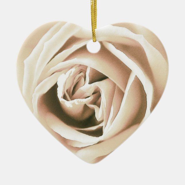 White rose print ceramic ornament (Front)