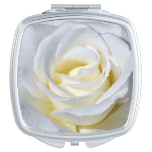 White rose print compact mirror
