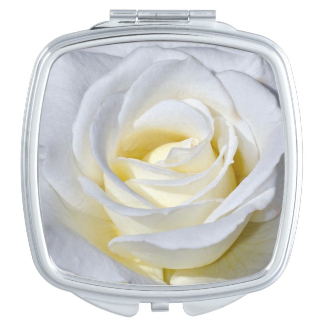 White rose print compact mirror (Front)