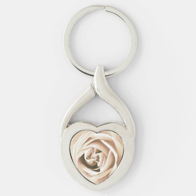 White rose print keychain (Front)