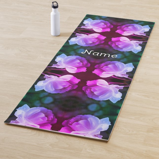White Rose Raindrops Abstract Tinted Personalized Yoga Mat (In Situ)