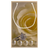 White Rose, Ring and Pearls Wedding Thank You Small Gift Bag (Back)